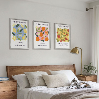 Wall art set Fruit posters lemons strawberries
