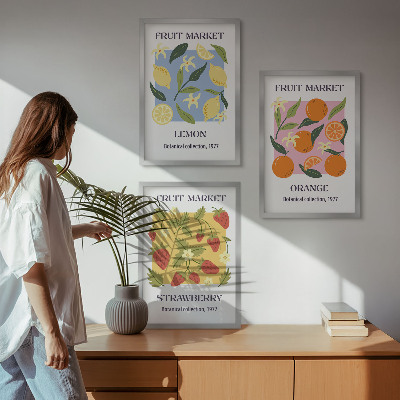 Wall art set Fruit posters lemons strawberries