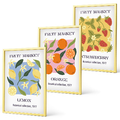 Wall art set Fruit posters lemons strawberries