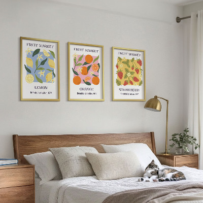 Wall art set Fruit posters lemons strawberries