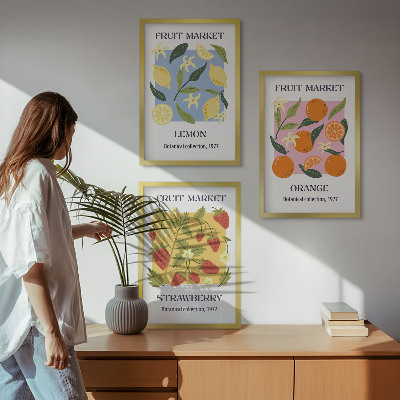 Wall art set Fruit posters lemons strawberries