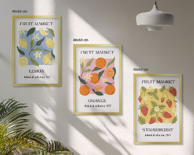 Wall art set Fruit posters lemons strawberries