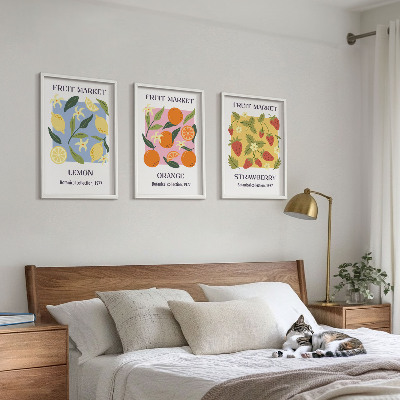Wall art set Fruit posters lemons strawberries