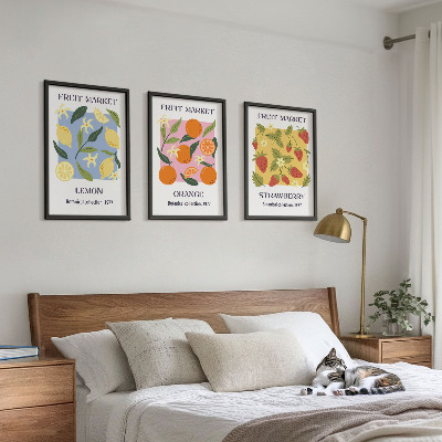 Wall art set Fruit posters lemons strawberries