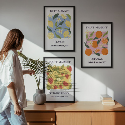 Wall art set Fruit posters lemons strawberries