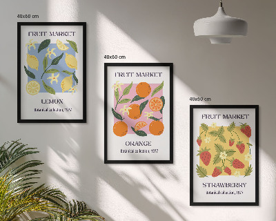 Wall art set Fruit posters lemons strawberries