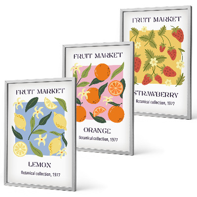 Wall art set Fruit posters lemons strawberries
