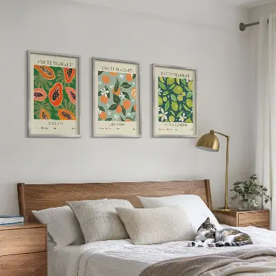 Fruit vintage wall art set of 3 framed pieces