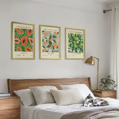 Fruit vintage wall art set of 3 framed pieces