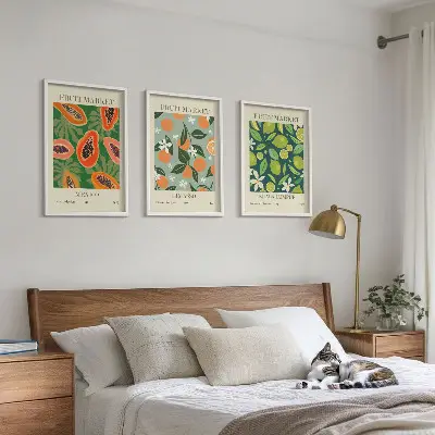 Fruit vintage wall art set of 3 framed pieces
