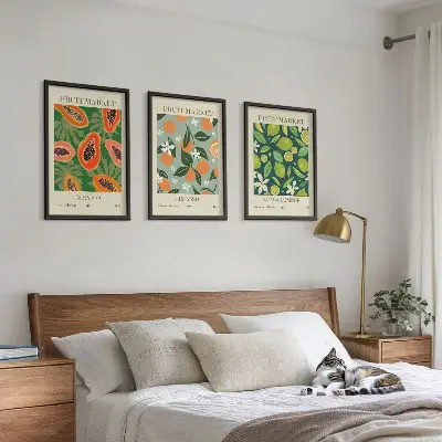 Fruit vintage wall art set of 3 framed pieces
