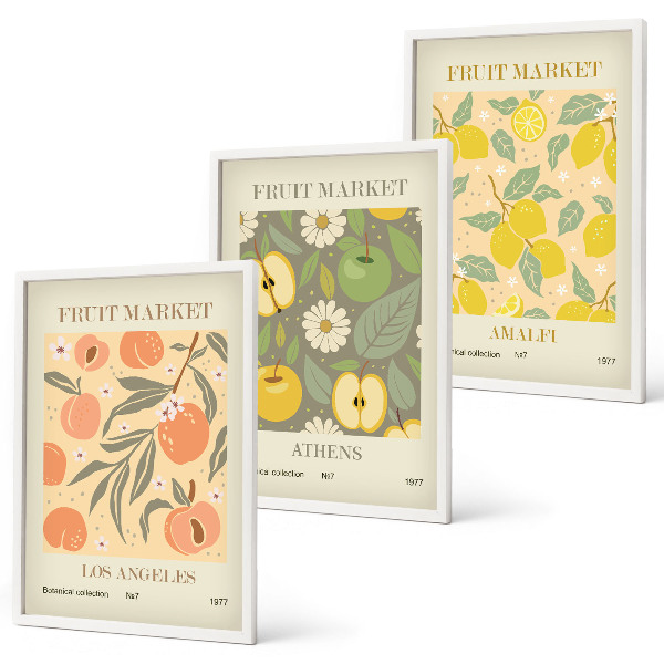 Wall art set Fruit patterns retro posters