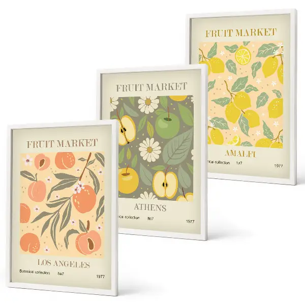 Retro fruit pattern wall art set set of decorative posters