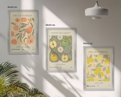 Wall art set Fruit patterns retro posters