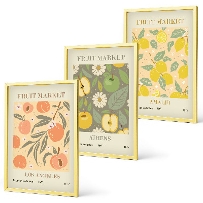 Wall art set Fruit patterns retro posters