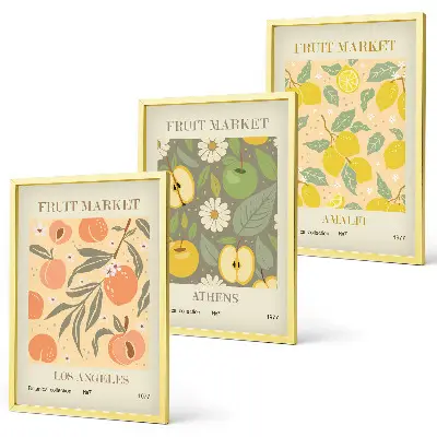 Retro fruit pattern wall art set set of decorative posters