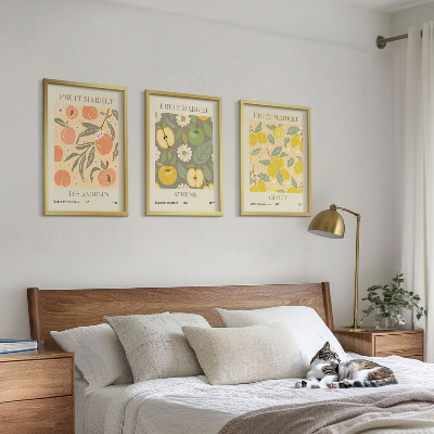 Wall art set Fruit patterns retro posters