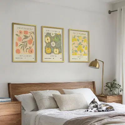 Retro fruit pattern wall art set set of decorative posters