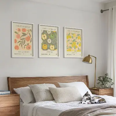 Retro fruit pattern wall art set set of decorative posters