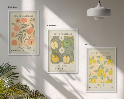Wall art set Fruit patterns retro posters