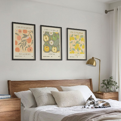 Wall art set Fruit patterns retro posters
