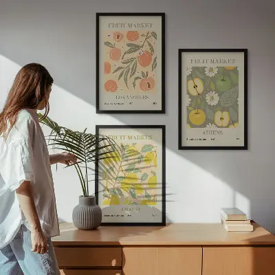 Retro fruit pattern wall art set set of decorative posters