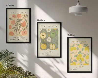 Retro fruit pattern wall art set set of decorative posters