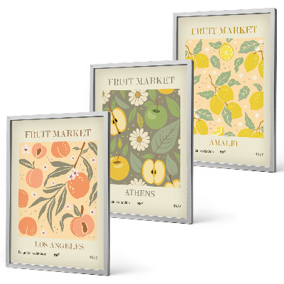 Wall art set Fruit patterns retro posters