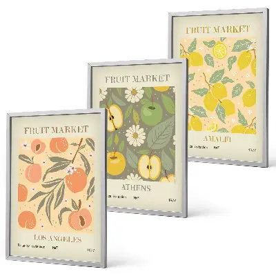 Retro fruit pattern wall art set set of decorative posters