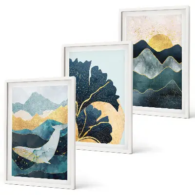 Abstract mountain views wall art three-piece set