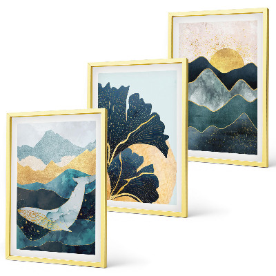 Three-piece wall art piece Abstract mountain views