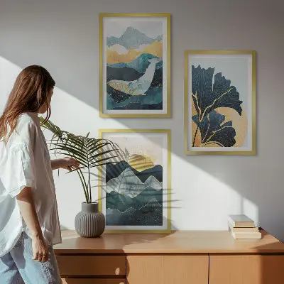 Abstract mountain views wall art three-piece set