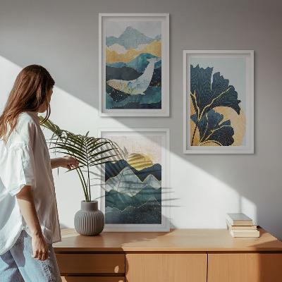 Three-piece wall art piece Abstract mountain views