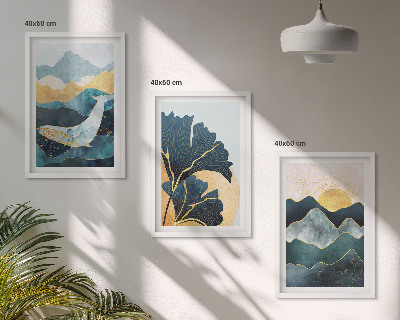 Three-piece wall art piece Abstract mountain views