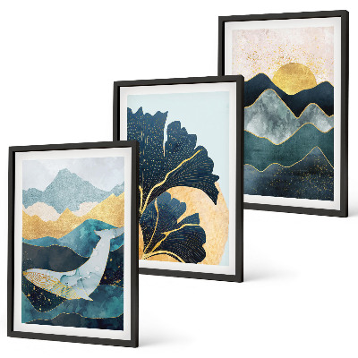 Three-piece wall art piece Abstract mountain views