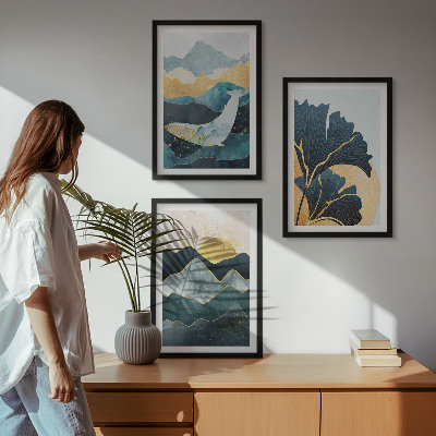 Three-piece wall art piece Abstract mountain views