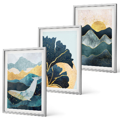Three-piece wall art piece Abstract mountain views