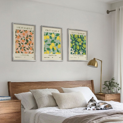 Wall art set Fruity citrus flower patterns