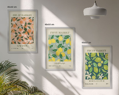 Wall art set Fruity citrus flower patterns