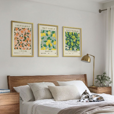 Wall art set Fruity citrus flower patterns
