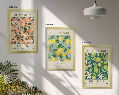 Wall art set Fruity citrus flower patterns