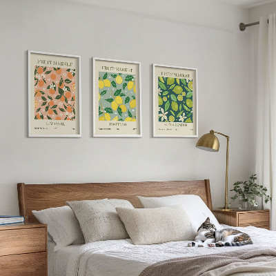 Wall art set Fruity citrus flower patterns