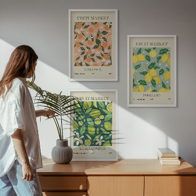 Wall art set Fruity citrus flower patterns