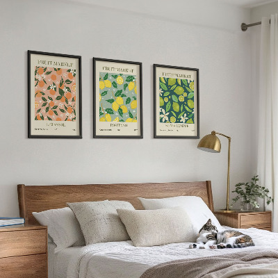 Wall art set Fruity citrus flower patterns