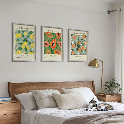 Three-piece wall art piece Fruit posters lemons papayas