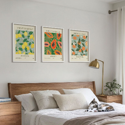 Three-piece wall art piece Fruit posters lemons papayas