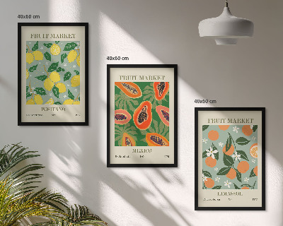 Three-piece wall art piece Fruit posters lemons papayas