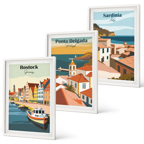 Wall art set Views of European coastal cities