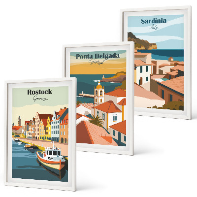 Wall art set Views of European coastal cities