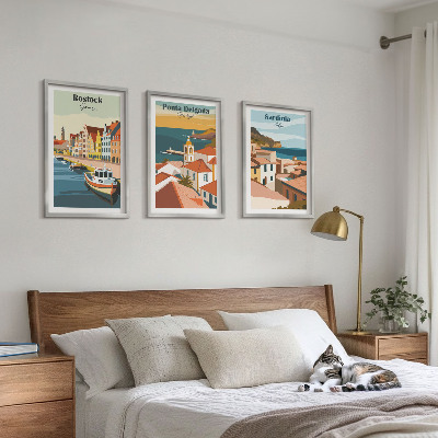 Wall art set Views of European coastal cities
